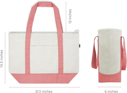 Eco Right Canvas Tote Bag for Women with Zip & Inner Pocket, 100% Organic Cotton Tote Bags for Men, Shopping, Beach