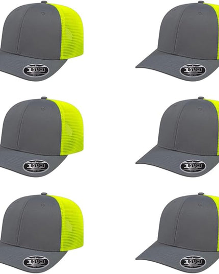 Cap America i8502 Flexfit 110 Premium Mid Profile 6-Panel Mesh Back Trucker Cap Hat w/UV Guard & Adjustable Snapback