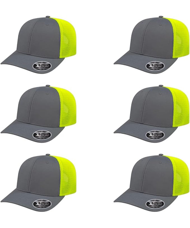 Cap America i8502 Flexfit 110 Premium Mid Profile 6-Panel Mesh Back Trucker Cap Hat w/UV Guard & Adjustable Snapback