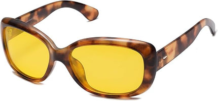 SOJOS Vintage Square Sunglasses for Women Polarized UV Protection Havana Frame SJ2111