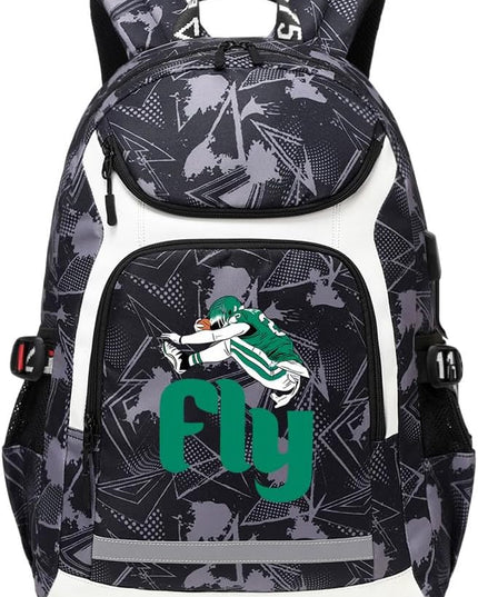 American Football Player 26 Multifunction Rugby Backpack Travel Laptop Daypack Night Reflective Strip Fans Bag (G - Pattern 3)