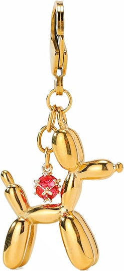 Balloon Dog Keychain, Stainless Steel Elegant Golden Bag Charms for Adults