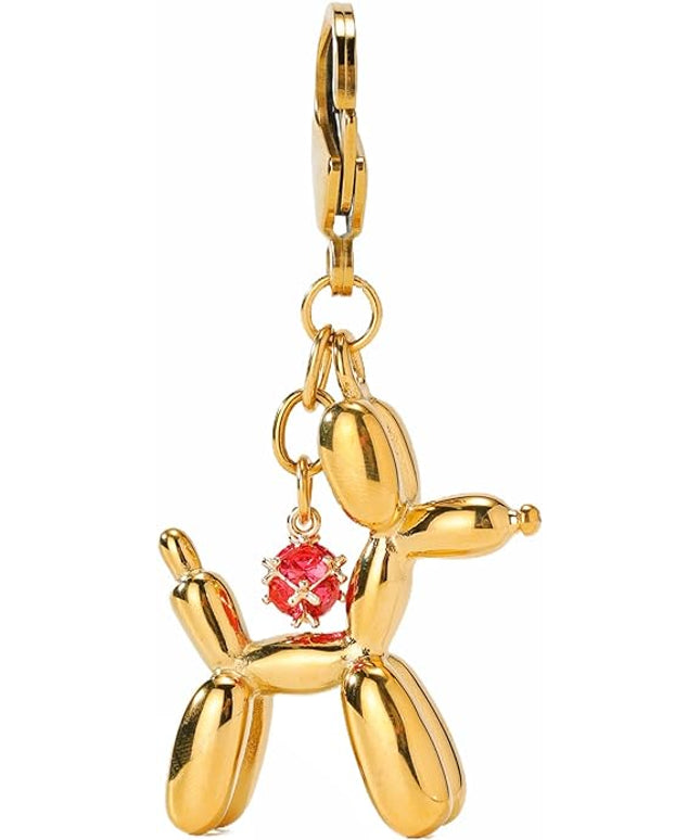 Balloon Dog Keychain, Stainless Steel Elegant Golden Bag Charms for Adults