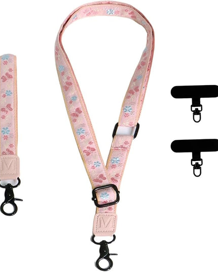 Adjustable Lanyard for Phone, Camera, Name Tags, ID card, Keychain and Wristlet Straps with 2 phone pads(Black)