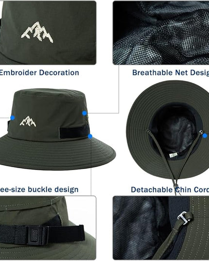TOP-EX L/XL/XXL UV50+ Waterproof Bucket Sun Hat for Fishing Golf Hiking All-Weather Outdoor Rain Hat Stiff Brim