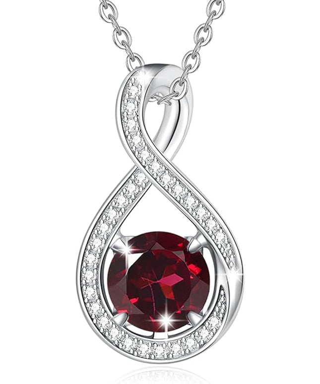 FANCIME Birthstone Necklaces for Women Fine Jewelry Sterling Silver Infinity Pendant Anniversary Birthday Gifts for Her Women Wife Mom Lady Daughter, Chain 16"+2" Extend