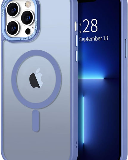 Hython Case for iPhone 13 Pro Case Magnetic Translucent Matte Phone Cases 6.1" [Compatible with MagSafe] Thin Slim Fit Shockproof Bumper Hard Protective Cover for Women Men Girls, Light Blue