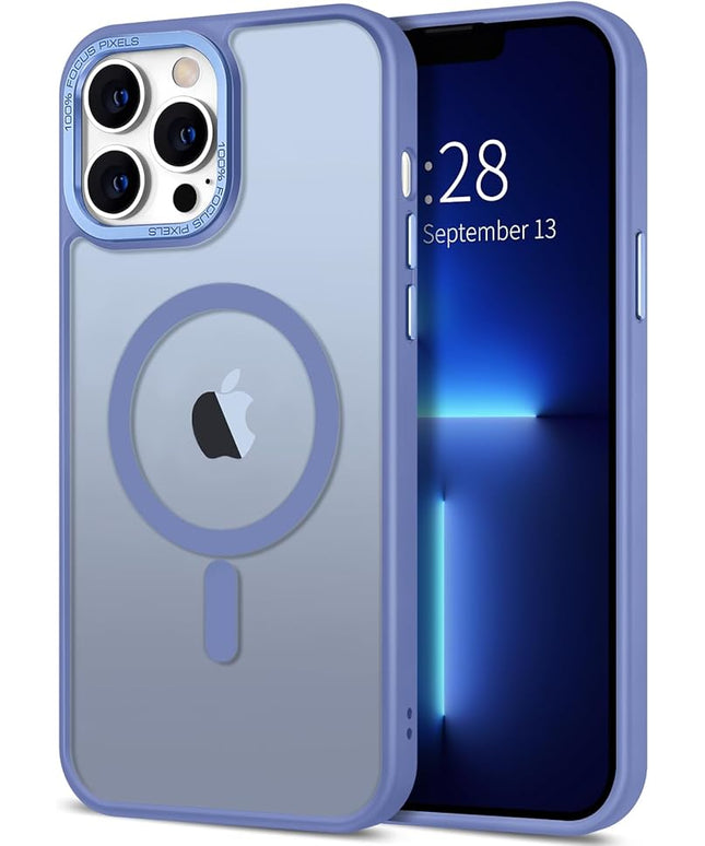 Hython Case for iPhone 13 Pro Case Magnetic Translucent Matte Phone Cases 6.1" [Compatible with MagSafe] Thin Slim Fit Shockproof Bumper Hard Protective Cover for Women Men Girls, Light Blue