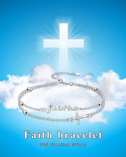 Dorunmo 925 Sterling Silver Infinity Heart Cross Circle Evil Eye Anklet Bracelets for Women Mother's Day Jewelry for Wife Girlfriend Mom Her