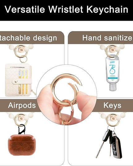 COOLANS Silicone Bracelet Wristlet Wallet Credit Card Holder RFID,ID Window,Key Ring Tassel,Slim Wallet Women Keychain Purse
