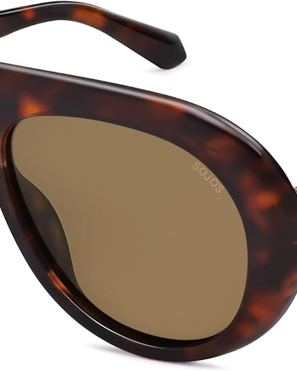 SOJOS Trendy Oversized Polarized Aviator Sunglasses Womens Men Retro Vintage 70s Style UV Protection Sun Glasses SJ2390