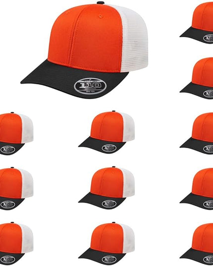 Cap America i8502 Flexfit 110 Premium Mid Profile 6-Panel Mesh Back Trucker Cap Hat w/UV Guard & Adjustable Snapback