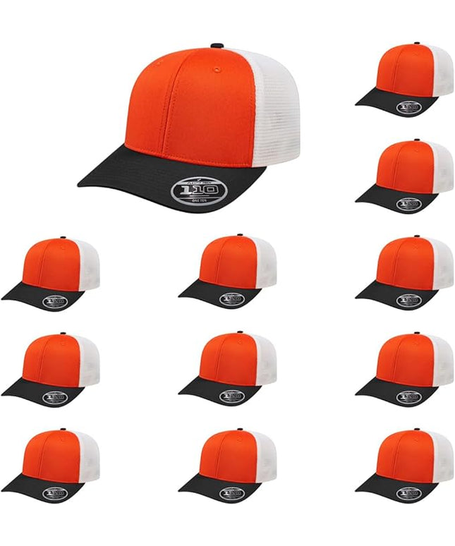 Cap America i8502 Flexfit 110 Premium Mid Profile 6-Panel Mesh Back Trucker Cap Hat w/UV Guard & Adjustable Snapback