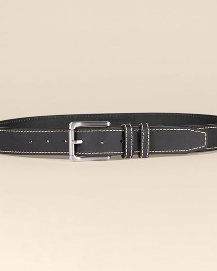 Amazon Essentials mens Stitched Edge Leather Belt