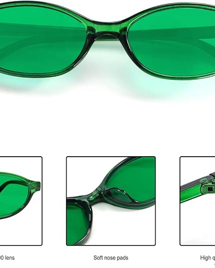 Retro Oval Sunglasses for Women Chic Cat Eye 90s Sunnies Lightweight Narrow Shades Trendy UV protection Sun Glasses