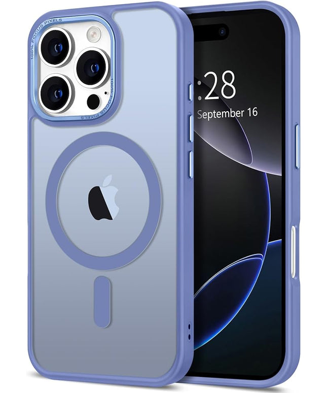 Hython Case for iPhone 16 Pro Case Magnetic Translucent Matte Phone Cases 6.3" [Compatible with MagSafe] Thin Slim Fit Shockproof Bumper Hard Protective Cover for Women Men Girls, Light Blue