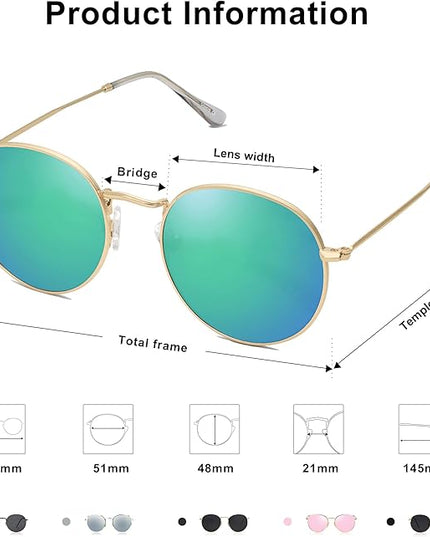 SOJOS Small Round Polarized Sunglasses for Women Men Classic Vintage Retro Shades UV400 SJ1014