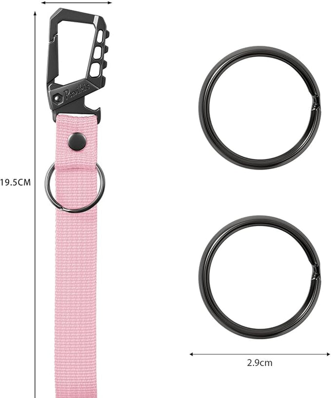 Metal heavy duty key chain carabiner clip bottle opener wrist lanyard ring car key fob unisex for men and women