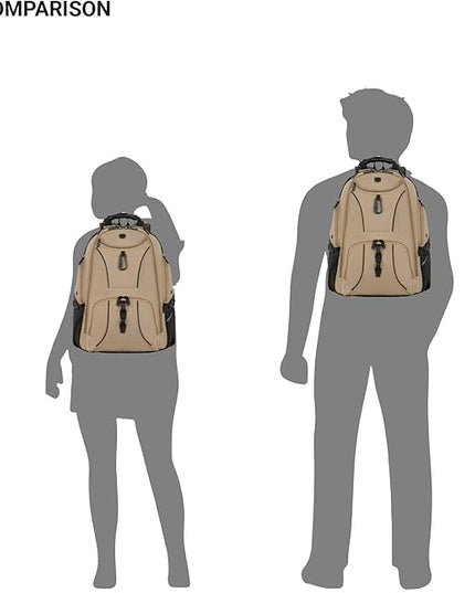 SwissGear 1900 ScanSmart 17” Laptop Backpack Brown– Reflective Tech Backpack with ScanSmart Compartment – Multiple Organizer Pockets & RFID Scan Blocking Technology