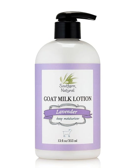 Southern Natural Goat Milk Lotion – Nourishing Face, Body & Hand Moisturizer for Dry & Sensitive Skin - Hydrating Cream, Gentle Skincare for Soft & Smooth Feel - Lavender 12oz
