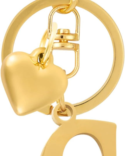A-Z Heart Initial Letter Keychain, Stainless Steel Alphabet Charm for Handbags, Gift for Women and Girls