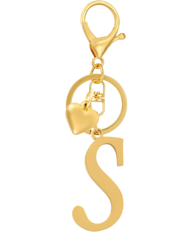 A-Z Heart Initial Letter Keychain, Stainless Steel Alphabet Charm for Handbags, Gift for Women and Girls