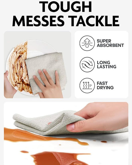 Fantasticlean Microfiber Cleaning Cloth Roll -75 Pack, Tear Away Microfiber Towels, 12" x 12", Reusable, Washable, Scratch Free, Ultra Absorbent Dishcloth for All-Around Cleaning Supplies (Cool Grey)