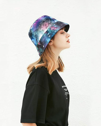Malaxlx Unisex Bucket Hat Beach Sun Hat Aesthetic Fishing Hat for Men Women Teens, Reversible Double-Side-Wear