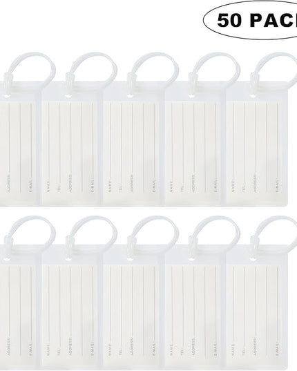 50 Pack Luggage Tags for Suitcases, Airplane Travel Essentials for Flying, International Travel Must Haves, and Luggage Accessories by Sodsay