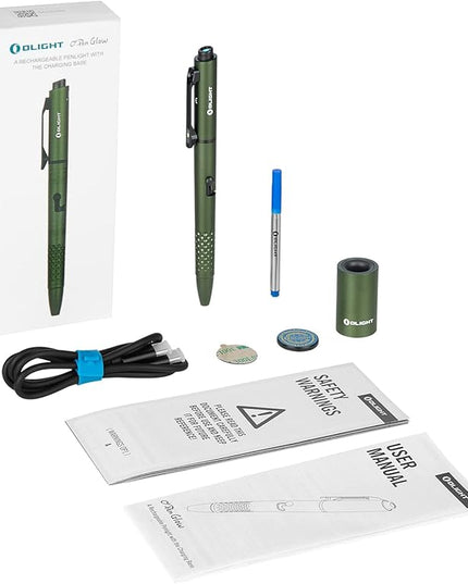 OLIGHT O'Pen Glow EDC Pen Light, 120 Lumens with Green Beam, Rechargeable LED Flashlight for Outdoor Uses, Writing, Adventure, Professional Business Gift(OD Green)