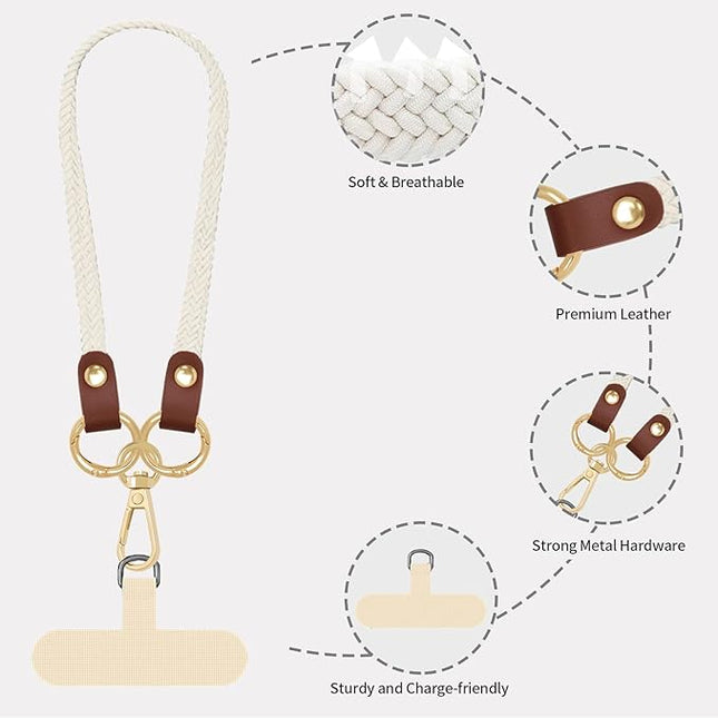 Stretchy Phone Lanyard Tether, 2 Pack Phone Leash Anti-theft Phone Strap for Anti-drop Outdoor Hiking Cycling Climbing Universal for Most Cell Phones, Starlight
