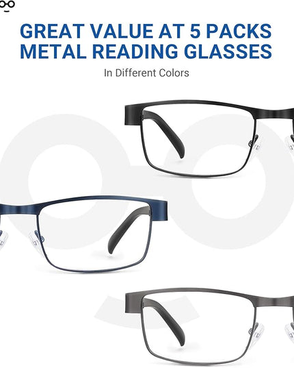 3PCS Blue Light Glasses Men - Bluelight Blocking Computer Metal Thin Frame For Mens/Women