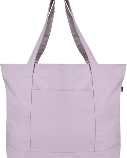 Eco Right Canvas Tote Bag for Women with Zip & Inner Pocket, 100% Organic Cotton Tote Bags for Men, Shopping, Beach