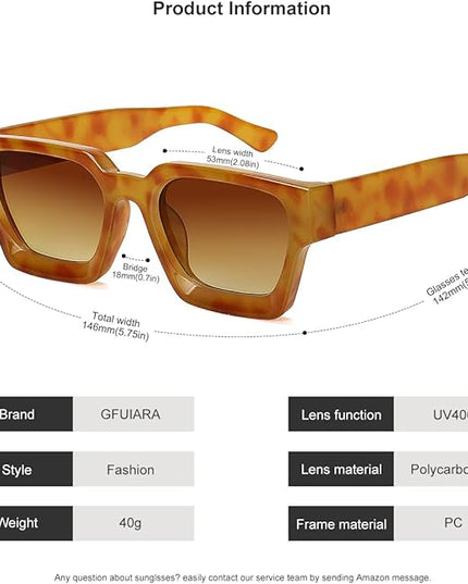Trendy Square Sunglasses for Men Women Fashion Thick Rectangle Sun Glasses UV Protection Shades Designer Style