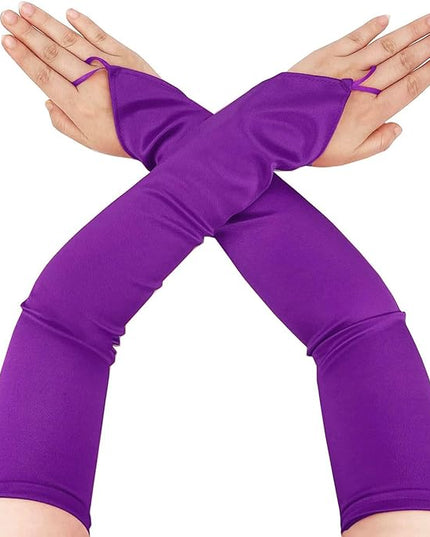 Fingerless Long Glove 1920s Satin Stretchy Elbow Length Opera Party Gloves