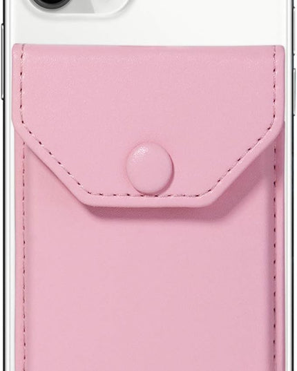 Cell Phone Leather Wallet Credit Card Holder Pocket Wallet Adhesive Phone Wallet & RFID Blocking Sleeve Pink Stick On Card Holder Universally fits Most Cell Phones &Cases
