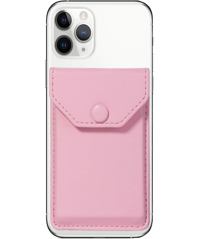 Cell Phone Leather Wallet Credit Card Holder Pocket Wallet Adhesive Phone Wallet & RFID Blocking Sleeve Pink Stick On Card Holder Universally fits Most Cell Phones &Cases