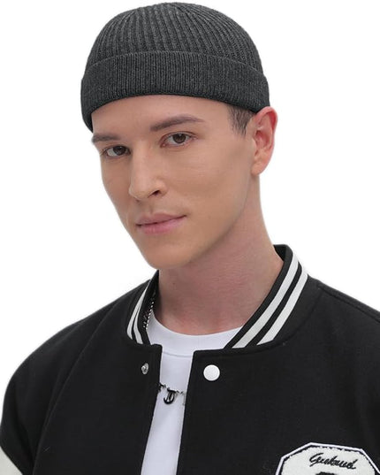 ROYBENS Thin Swag Wool Short Fisherman Beanie for Men Women, Knit Cuff Trawler Beanie Watch Hat, Soft Spring Fall Skull Cap