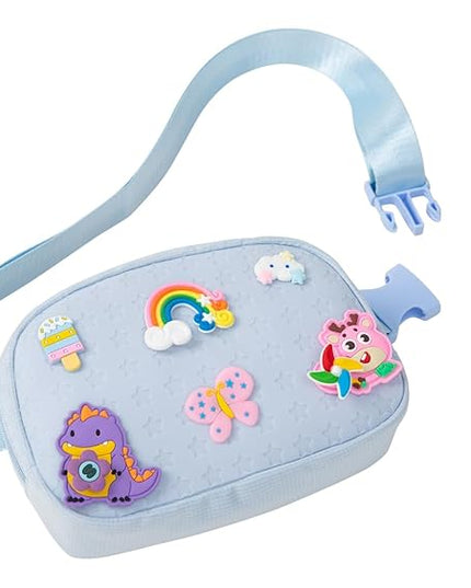 Cute Diy Pink Waist Fanny Pack for Girls, Crossbody Bag Purse Belt Bag,Dance Recital Birthday Gifts for 3 4 5 6 7 8 9 10 11 12 Year Old Kids.(916Blue)
