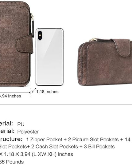 CLUCI Wallet For Women PU Leather RFID Blocking Womens Wallet Bifold Card Holder with ID Window Gifts for Women Birthday | RFID Blocking, Designer, Trifold, Card Holder, ID Window