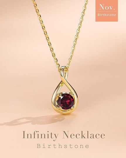 FANCIME Birthstone Necklaces for Women Fine Jewelry Sterling Silver Dainty Infinity Pendant Anniversary Birthday Christmas Gifts for Her Wife Mom Lady Daughter, Chain 16"+2" Extend