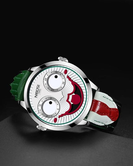 NIBOSI Watches for Men Analog Quartz Clown Dial Wrist Watches Unique Weird Fashion Cool Watch Waterproof Leather Strap Men's Watches