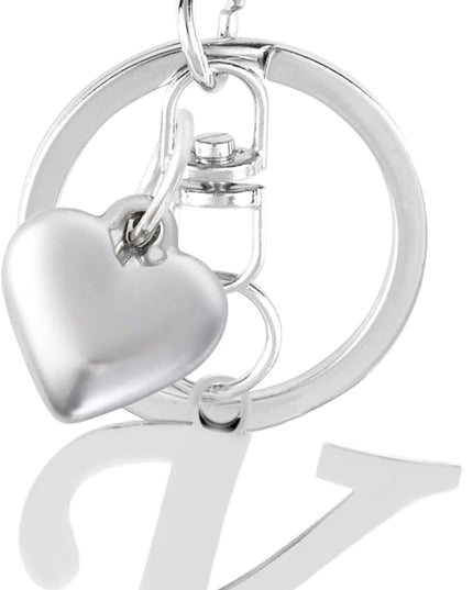 A-Z Heart Initial Letter Keychain, Stainless Steel Alphabet Charm for Handbags, Gift for Women and Girls