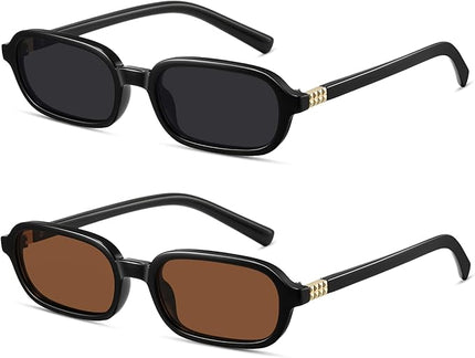 Retro Rectangle Sunglasses for Women Men Trendy Vintage Small Square Sun Glasses 90s Fashion Cute Sunnies CL010