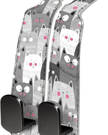 Car Seat Headrest Hook, Universal Leather Cute Hanger Holder Hook, Storage Organizer Interior Accessories for Purse Bags Handbag Funny Grey Cats