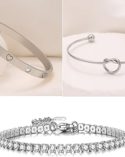 18 K Gold Plated Love Bangle Bracelet Stack Cuff Jewelry for Women Jewelry Set for Women Gift with Box