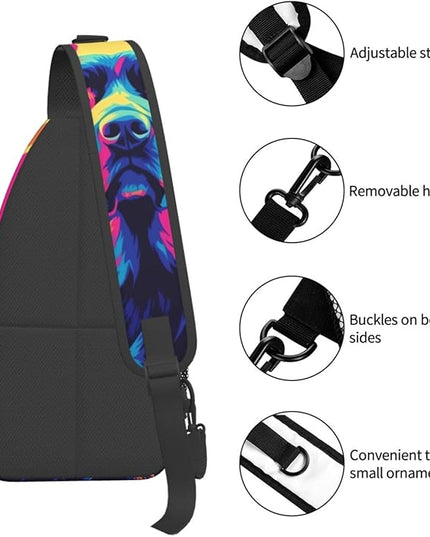 Animal Face Sling Bag Crossbody Bags Chest Bag Backpack for Travel Running and Hiking for Men Women Colorful Dog 1