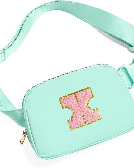 Gitus Belt Bag Fanny Pack Crossbody Bags with Initial Letter Patch Cute Stuff Birthday Gifts for Teenager Girls Trendy Preppy Stuff for Teen Girls Cool Stuff for Teens (Mint Green-X)