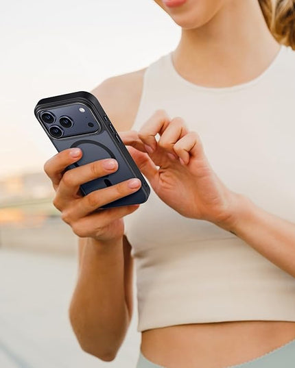 Hython Case for iPhone 17 Pro Case Magnetic Translucent Matte Phone Cases 6.3" [Compatible with MagSafe] Thin Slim Fit Shockproof Bumper Hard Protective Cover for Women Men Girls, Frosted Black