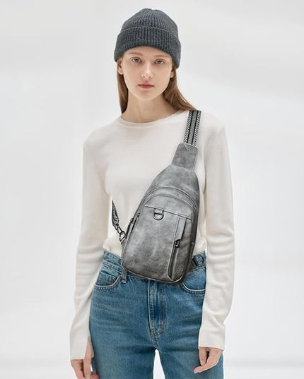 7L Sling Bag for Women Men Leather Small Sling Backpack Daypack Anti Theft Fanny Pack Crossbody Purse Travel